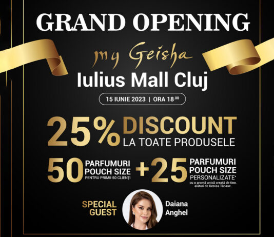 Joi se deschide o nouă locație my Geisha în Iulius Mall Cluj. Ofertele inaugurale ajung până la 25%, iar primii clienți primesc câte un cadou